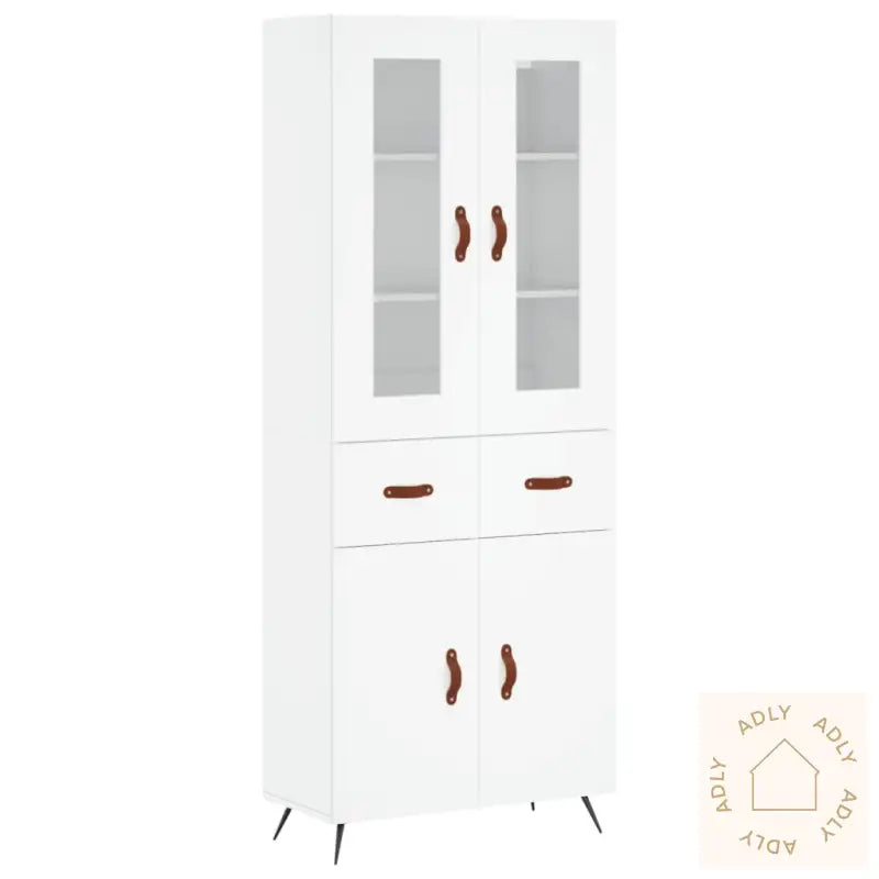 Highboard Hvit 69,5X34X180 Cm Konstruert Tre