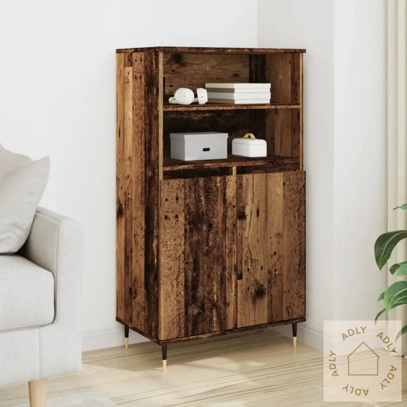 Highboard Gammelt Tre 60X36X110 Cm Konstruert Tre