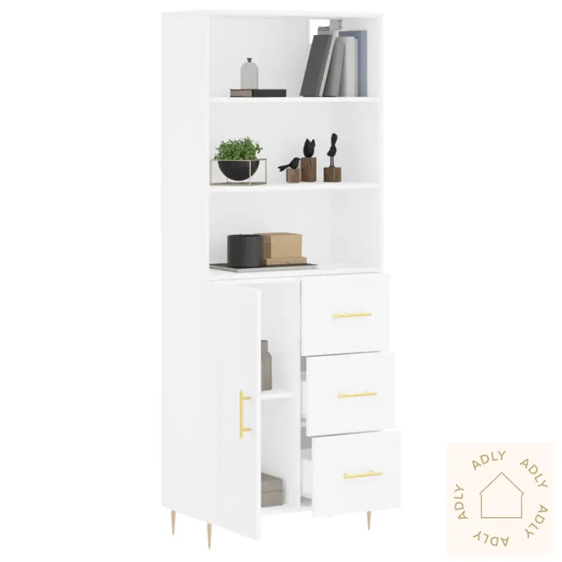 Highboard Hvit 69,5X34X180 Cm Konstruert Tre