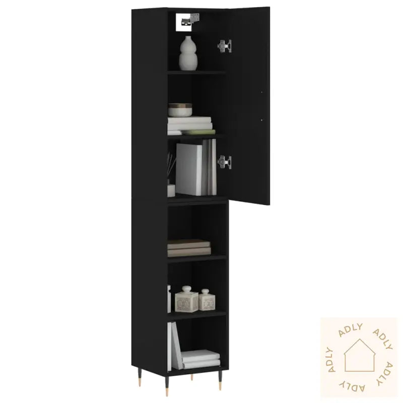 Highboard Svart 34,5X34X180 Cm Konstruert Tre