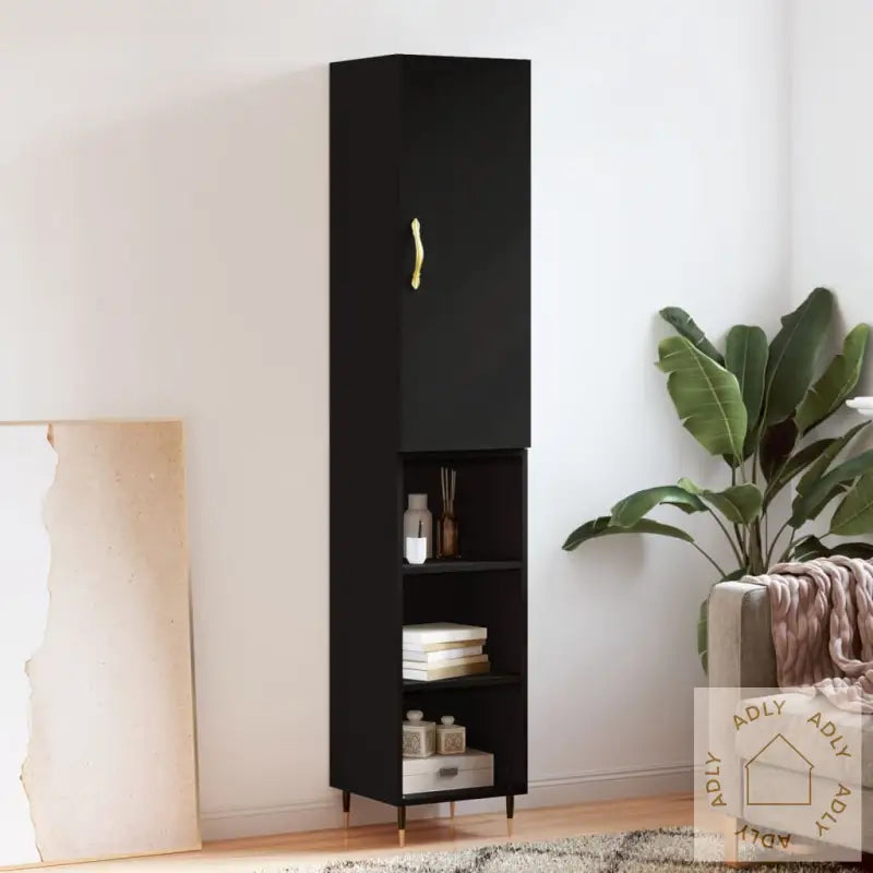 Highboard Svart 34,5X34X180 Cm Konstruert Tre