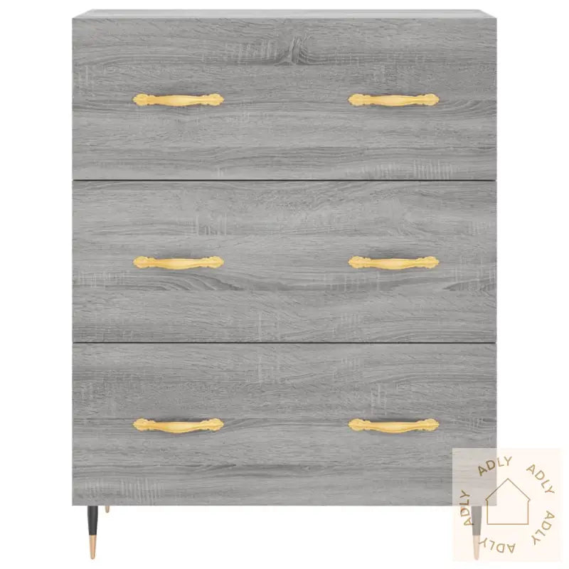 Highboard Grå Sonoma 69,5X34X180 Cm Konstruert Tre