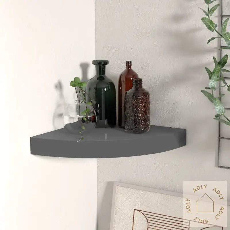 Flytende Vegghylle Høyglans Grå 25X25X3,8 Cm Mdf