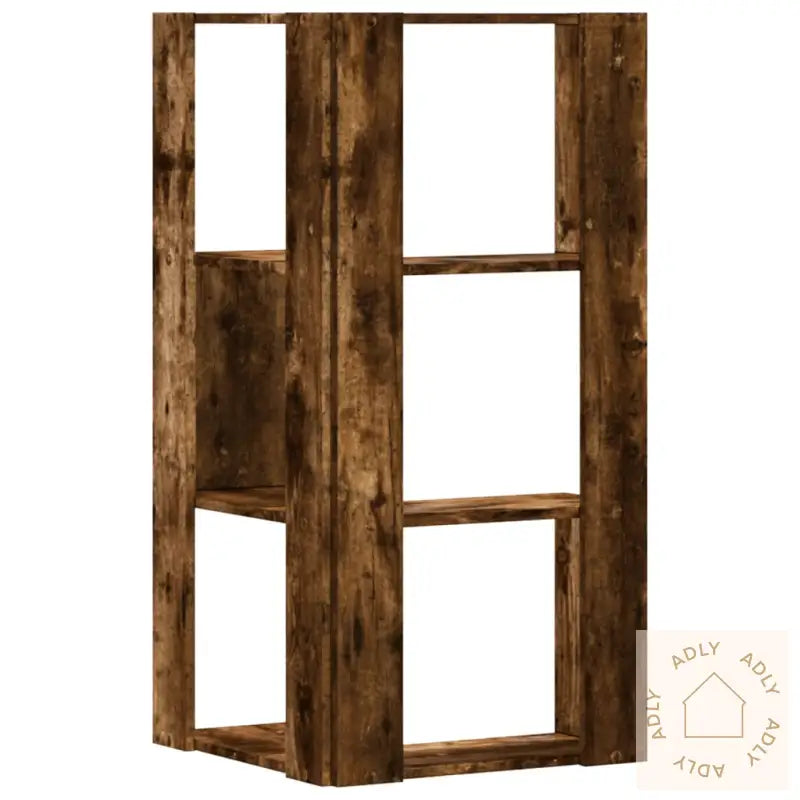 Bokhylle Hjørne 3 Etasjer Røkt Eik 50X50X102 Cm Konstruert Tre