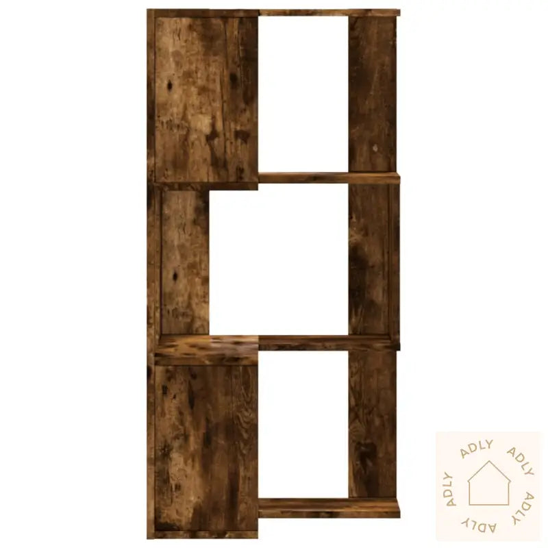 Bokhylle Hjørne 3 Etasjer Røkt Eik 50X50X102 Cm Konstruert Tre