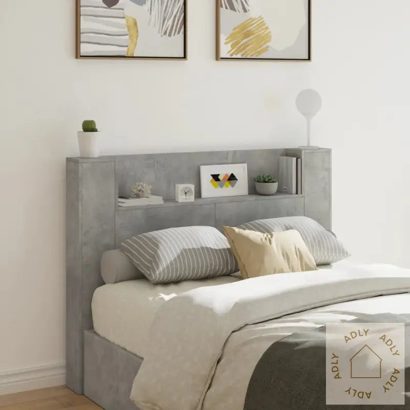 Hodegavl Skap Med Led Betonggrå 140X16,5X103,5 Cm