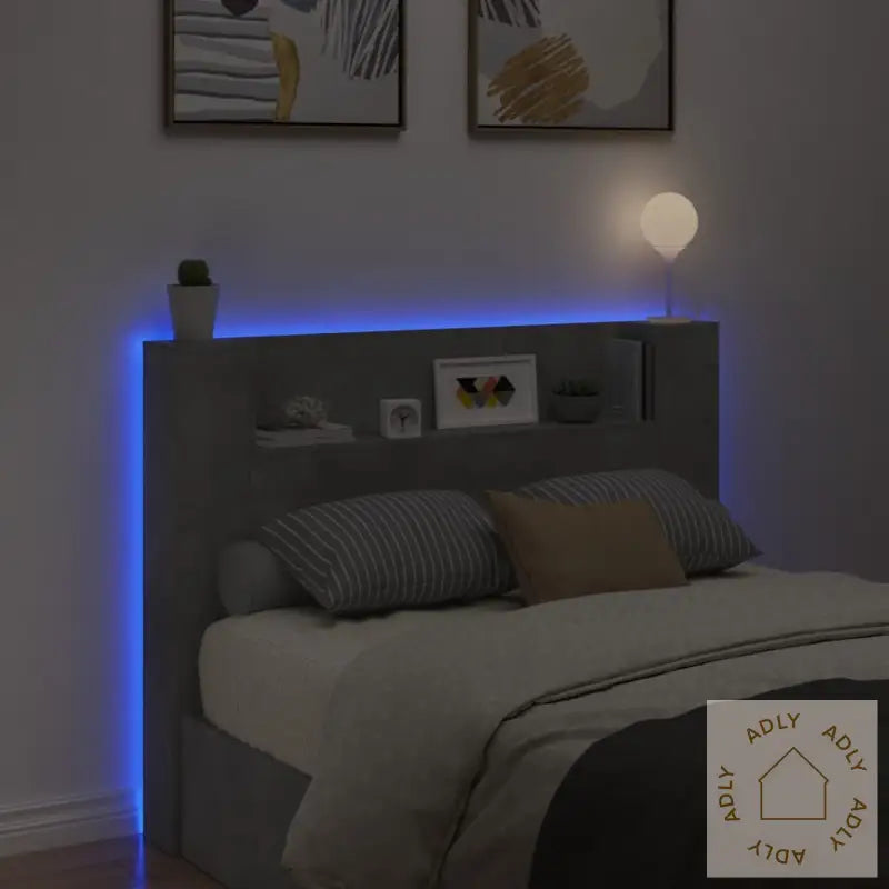 Hodegavl Skap Med Led Betonggrå 140X16,5X103,5 Cm