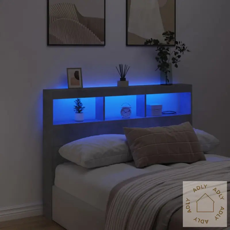 Hodegavl Skap Med Led Betonggrå 140X17X102 Cm