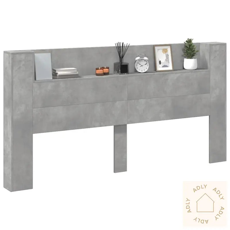 Hodegavl Skap Med Led Betonggrå 200X16,5X103,5 Cm
