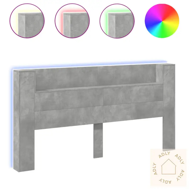 Hodegavl Skap Med Led Betonggrå 200X16,5X103,5 Cm
