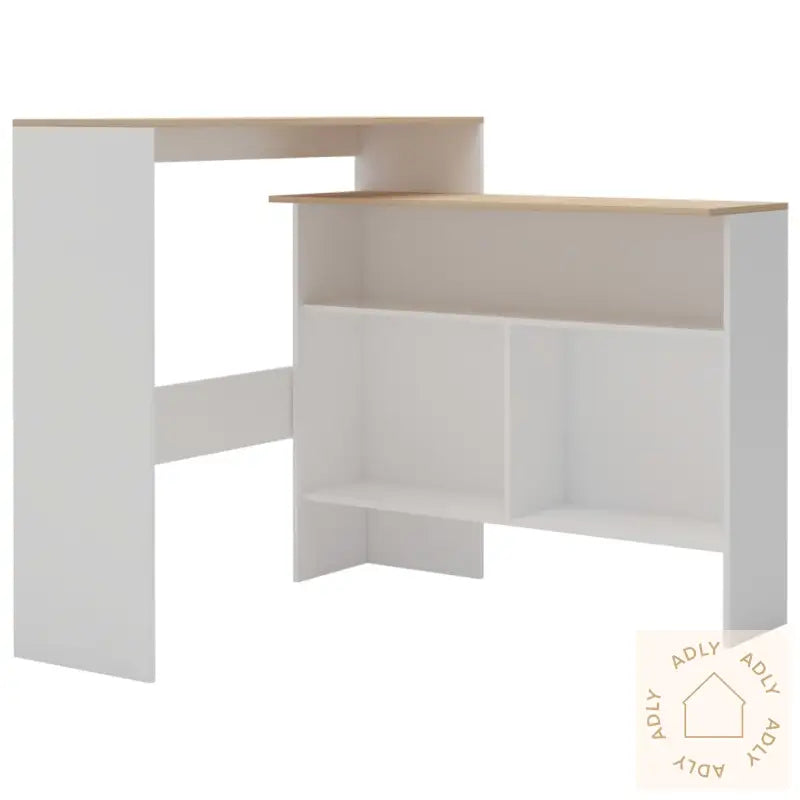 Barbord Med 2 Bordplater Hvit Og Eik 130X40X120 Cm