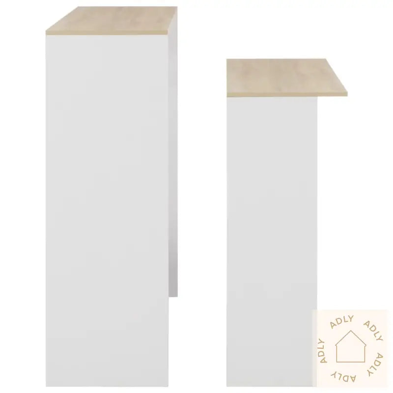 Barbord Med 2 Bordplater Hvit Og Eik 130X40X120 Cm