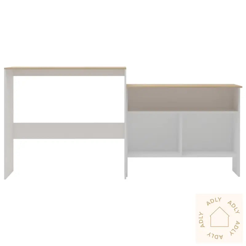 Barbord Med 2 Bordplater Hvit Og Eik 130X40X120 Cm