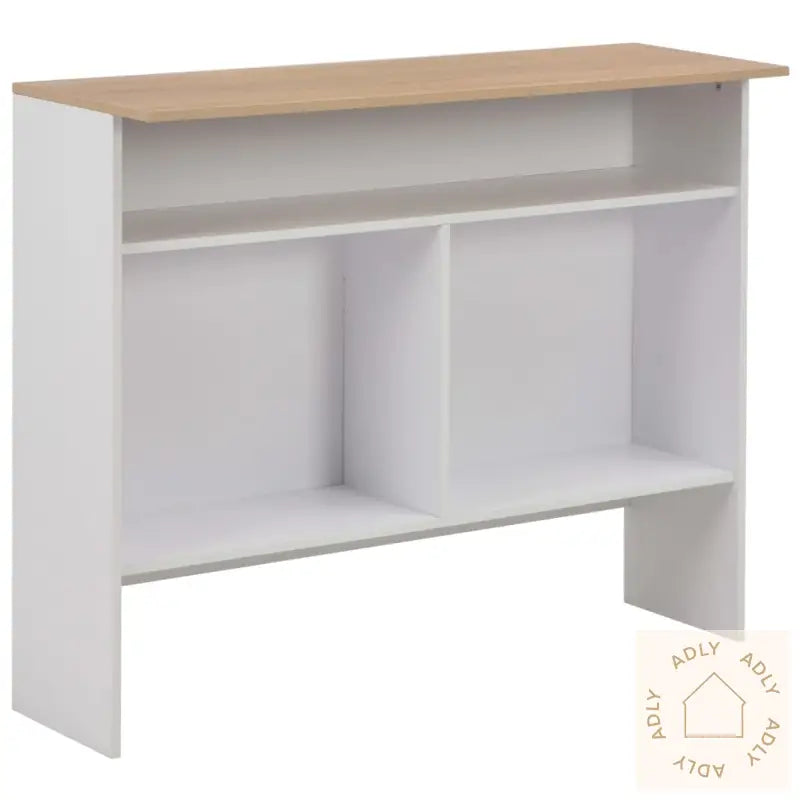 Barbord Med 2 Bordplater Hvit Og Eik 130X40X120 Cm