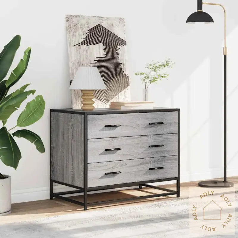 Kommode Grå Sonoma 70X41X56 Cm Konstruert Tre