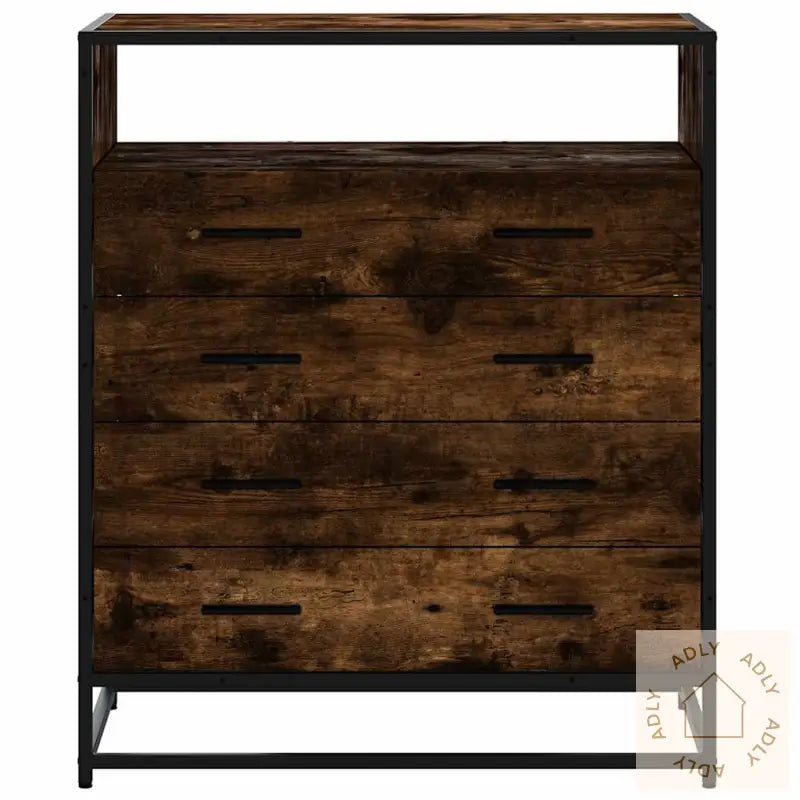 Kommode Røkt Eik 70X41X83,5 Cm Konstruert Tre