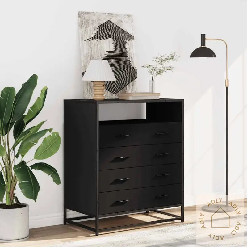 Kommode Svart 70X41X83,5 Cm Konstruert Tre
