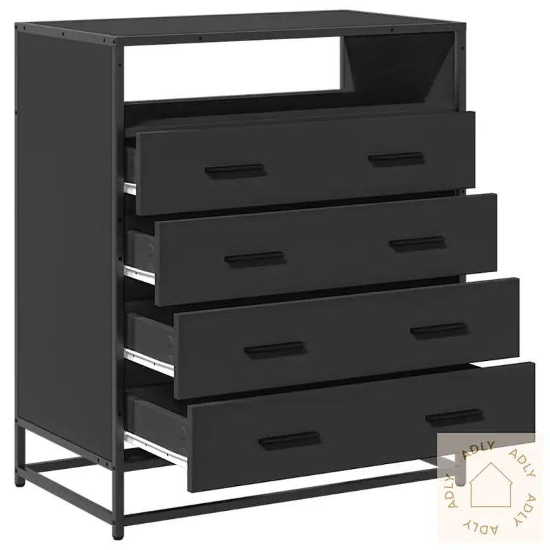 Kommode Svart 70X41X83,5 Cm Konstruert Tre