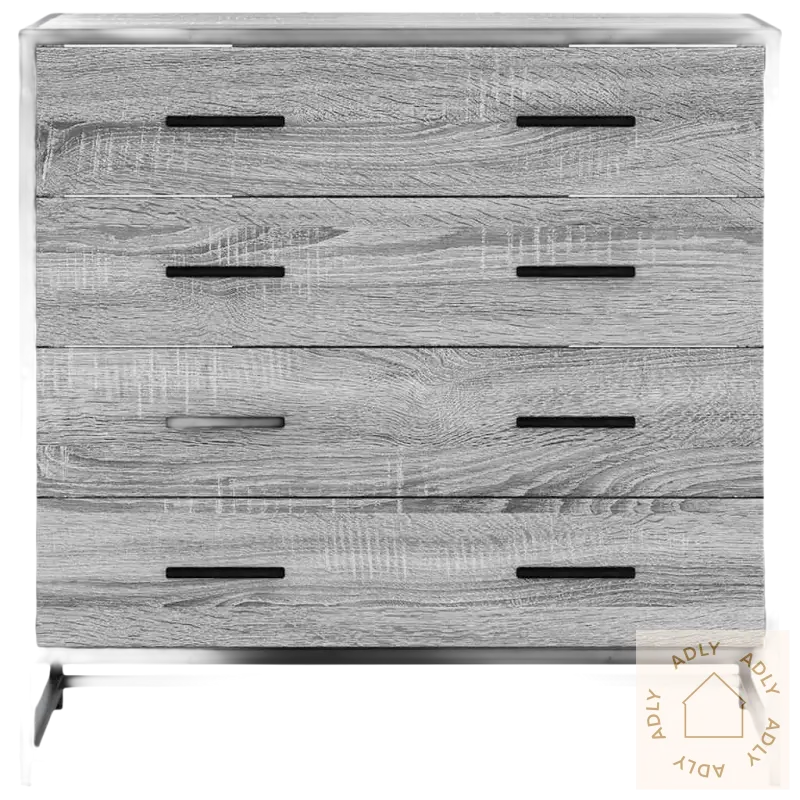 Gray trekommode med svart metallramme, passer perfekt sammen med ditt interiør