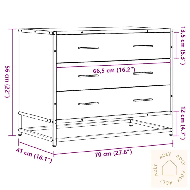 Kommode Røkt Eik 70X41X56 Cm Konstruert Tre