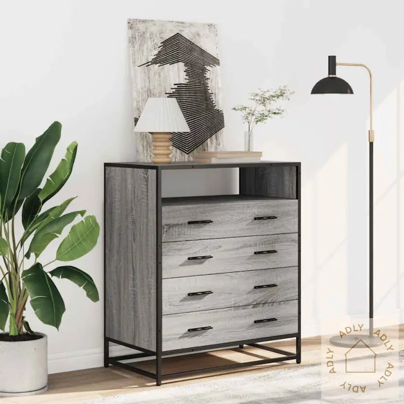 Kommode Grå Sonoma 70X41X83,5 Cm Konstruert Tre
