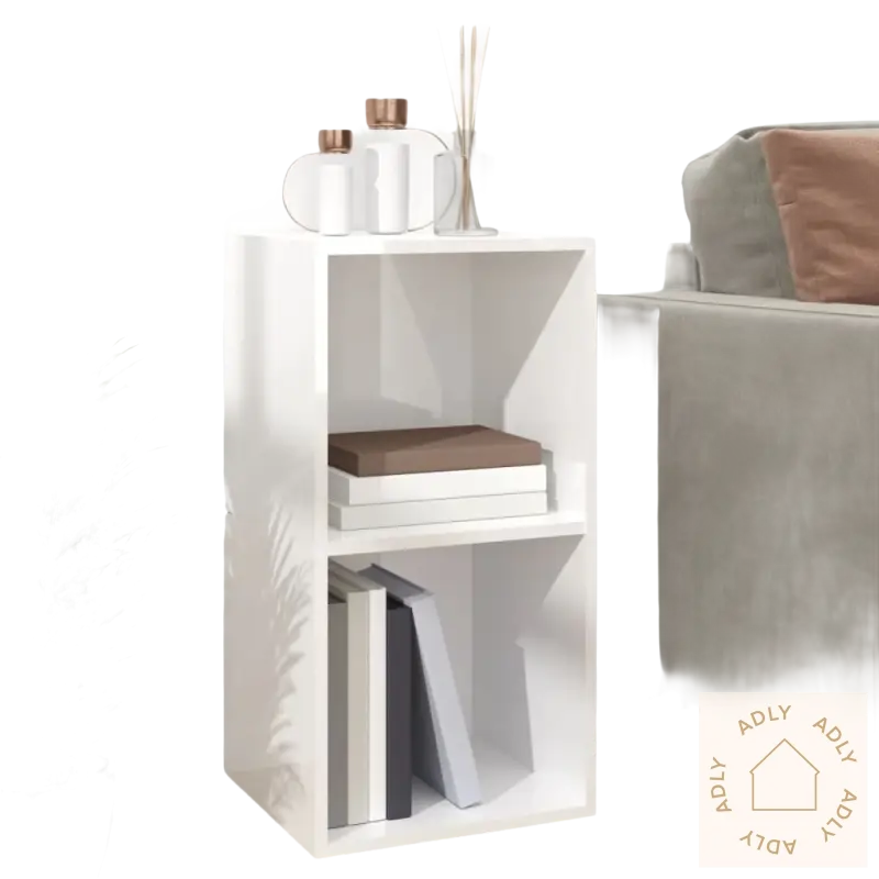 White to-shelfs bokhylle perfekt som stilig LP oppbevaringsboks for hjemmet