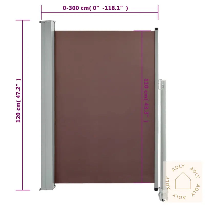 Uttrekkbar Sidemarkise 120X300 Cm Brun