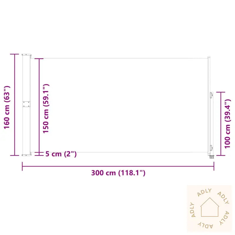 Uttrekkbar Sidemarkise 160X300 Cm Rød