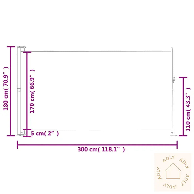 Uttrekkbar Sidemarkise 180X300 Cm Brun