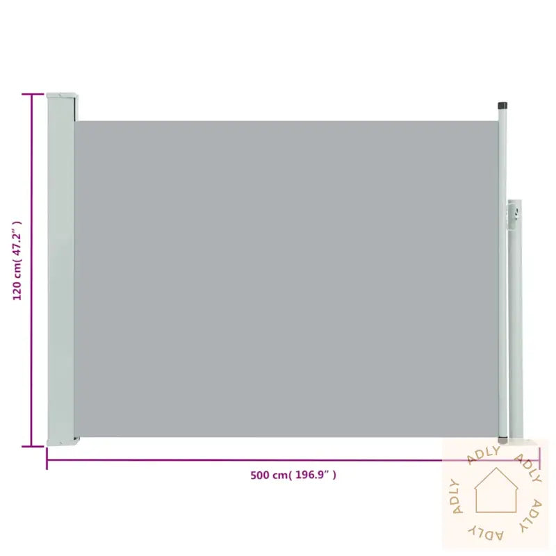 Uttrekkbar Sidemarkise 120X500 Cm Grå