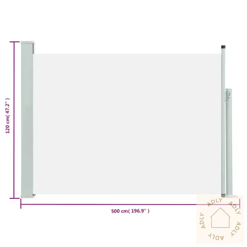 Uttrekkbar Sidemarkise 120X500 Cm Kremhvit