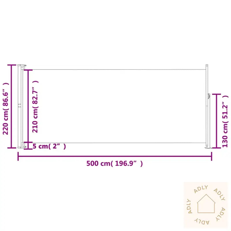 Uttrekkbar Sidemarkise 220X500 Cm Grå