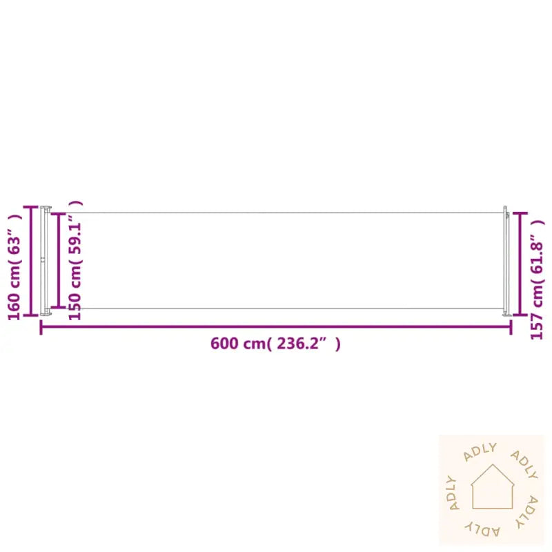 Uttrekkbar Sidemarkise 160X600 Cm Blå