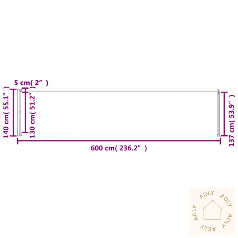 Uttrekkbar Sidemarkise 140X600 Cm Kremhvit