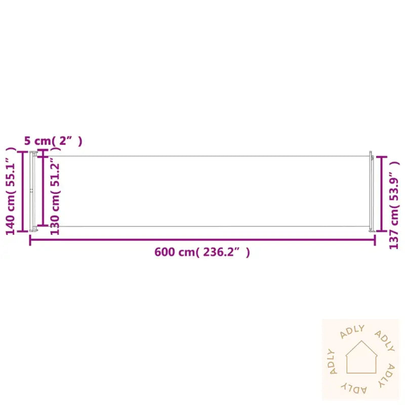 Uttrekkbar Sidemarkise 140X600 Cm Brun