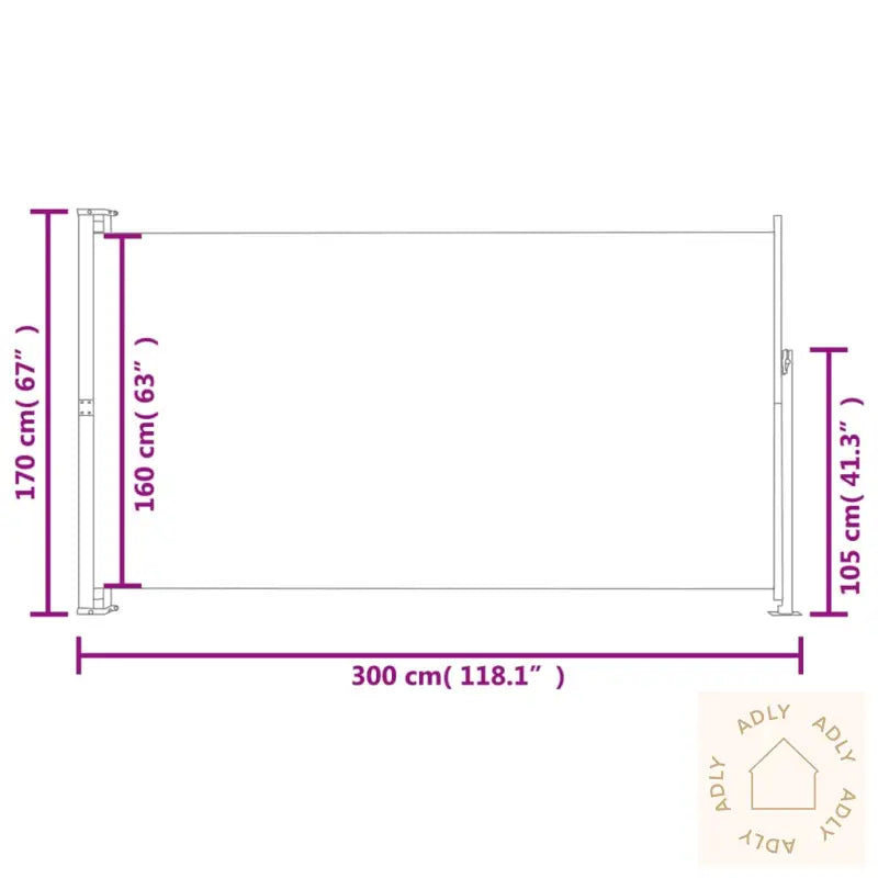 Uttrekkbar Sidemarkise 170X300 Cm Rød