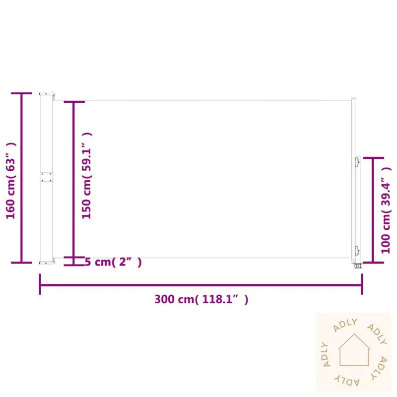 Uttrekkbar Sidemarkise 160 X 300 Cm Kremhvit