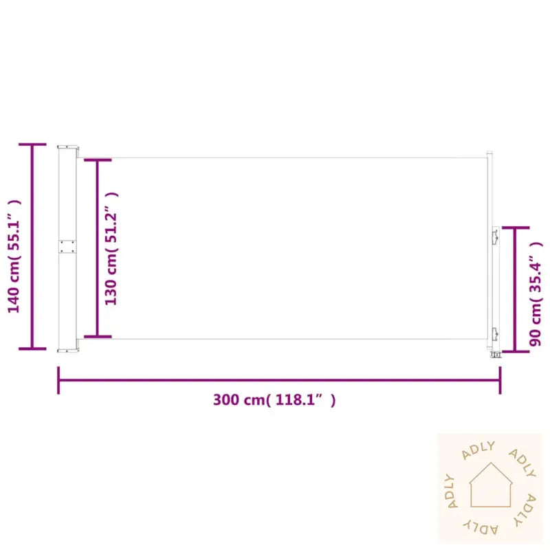 Uttrekkbar Sidemarkise 140 X 300 Cm Rød