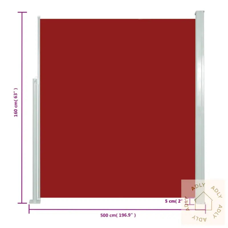 Uttrekkbar Sidemarkise 160X500 Cm Rød