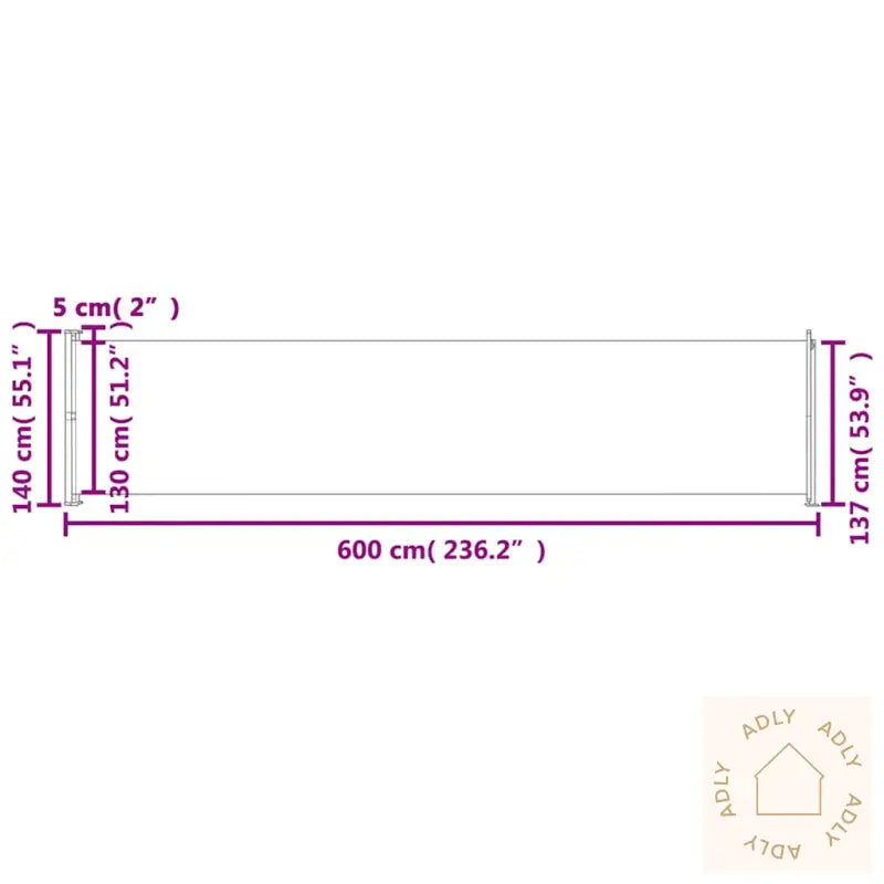 Uttrekkbar Sidemarkise 140X600 Cm Blå