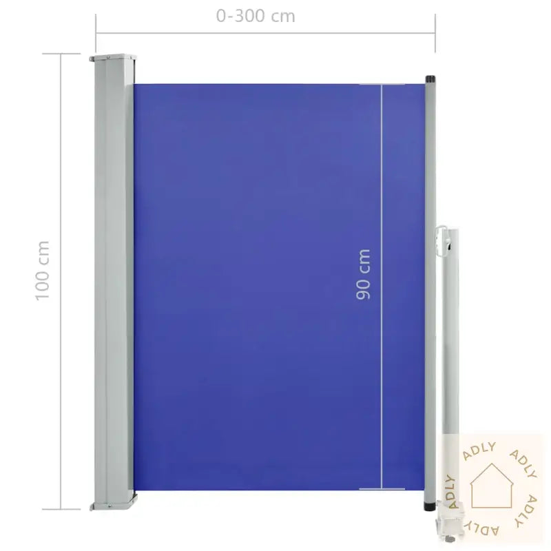 Uttrekkbar Sidemarkise 100X300 Cm Blå