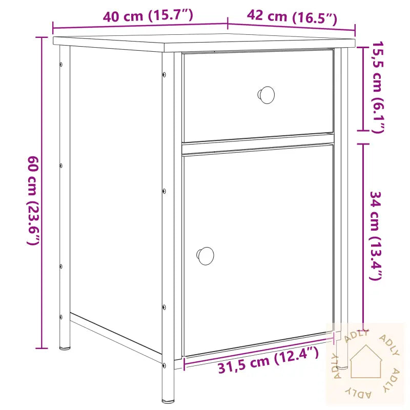 Nattbord Gammelt Tre 40X42X60 Cm Konstruert Tre