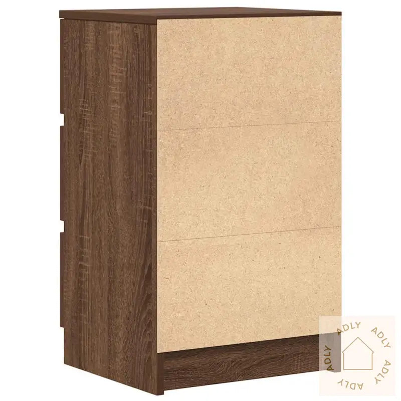 Nattskap Med 3 Skuffer Brun Eik 39X35X65 Cm