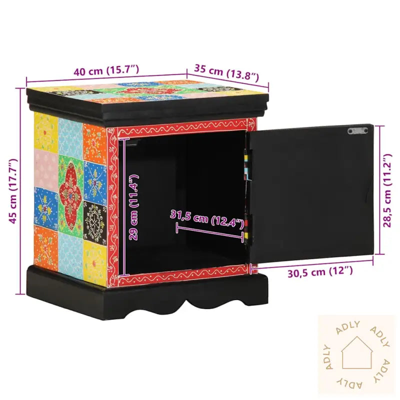 Nattbord 2 Stk Flerfarget 40X35X45 Cm Heltre Mango