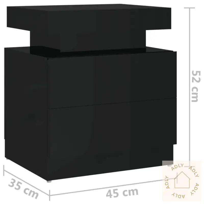 Nattbord Høyglans Svart 45X35X52 Cm Konstruert Tre