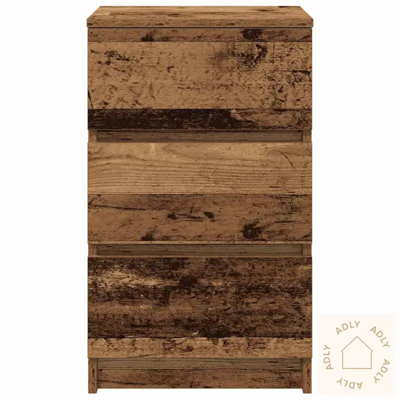 Nattskap Med 3 Skuffer Gammelt Tre 39X35X65 Cm