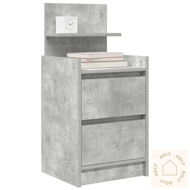 Nattskap Med 2 Skuffer 2 Stk Betonggrå 38X34X80 Cm