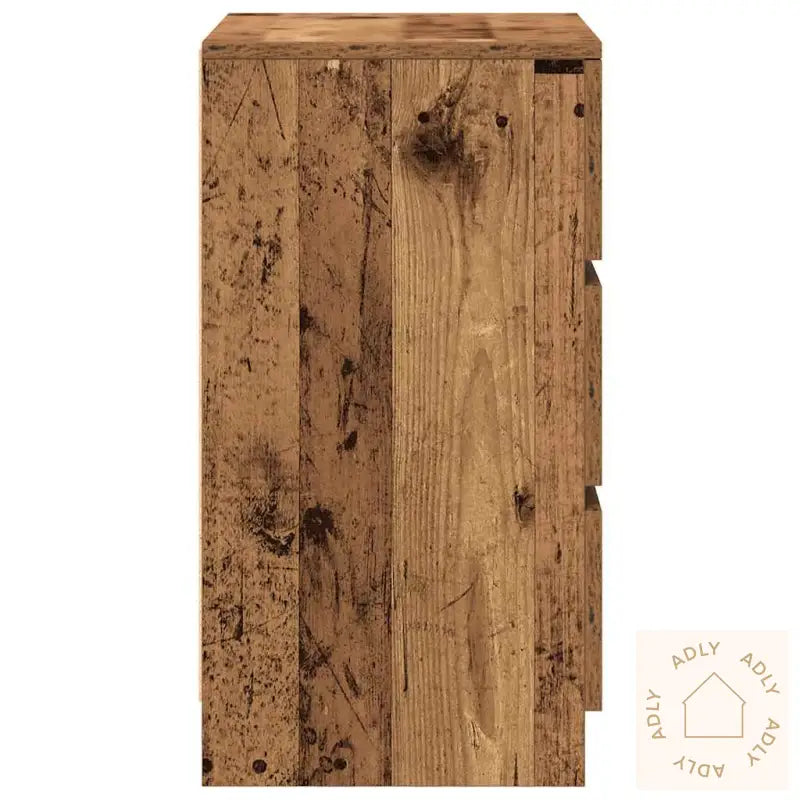 Nattskap Med 3 Skuffer Gammelt Tre 39X35X65 Cm