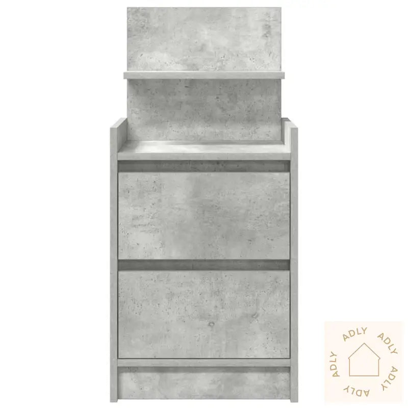 Nattskap Med 2 Skuffer 2 Stk Betonggrå 38X34X80 Cm