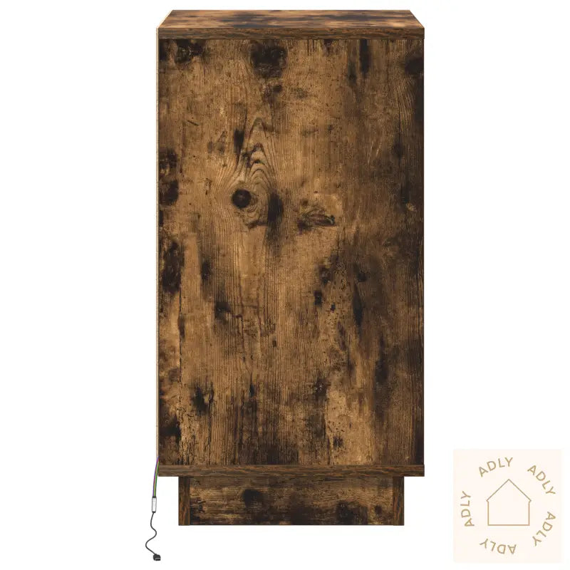 Nattbord Med Led Røkt Eik 39X34.5X65 Cm Konstruert Tre